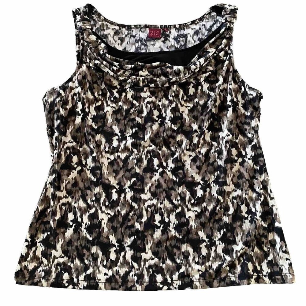 212 Collection Blouse Women's Size Large Sleeveless Tan Black Ladies Y2k